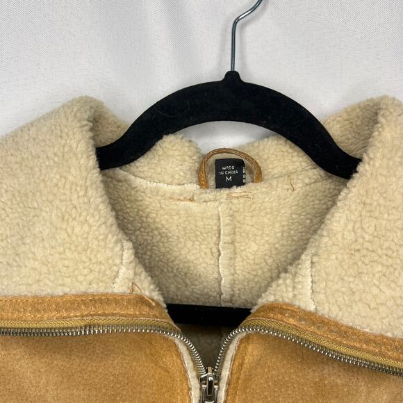 EMC Brown Leather Suede Zip Fur Lined Jacket Size Medium - Picture 6 of 14